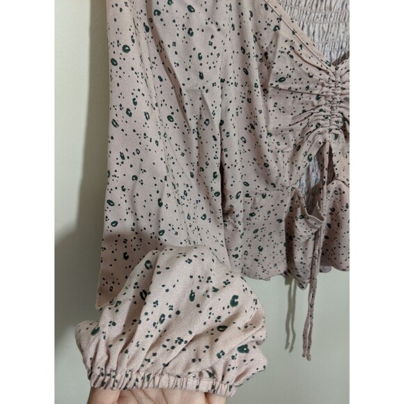 Kirious Los Angeles Top Cropped Ruched Cut Out Y2K Animal Print Smocked Medium - Picture 8 of 10